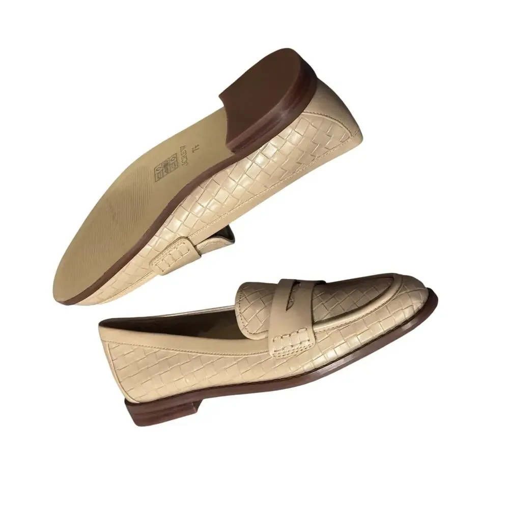 J. Crew Womens Textured Flex Penny Loafers Shoes Dark Beechwood Size 7.5 NWOB